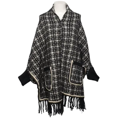 Poncho (Black, White) from Yu & Me Acrylic, Cashmere
