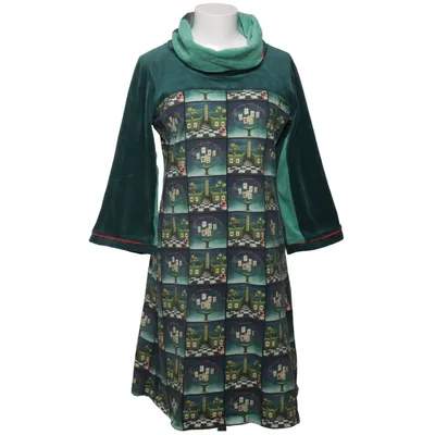 Jurk met col (Groen, Blauw, Meerkleurig) van Margot Katoen, Elastaan