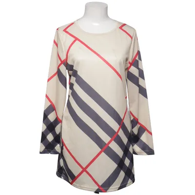 Long sleeve T-shirt (Beige, Black, Red) from Fashionmia Elastane, Polyester