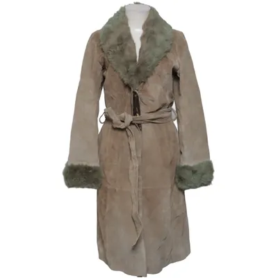 Shearling jacket (Beige, Green) from Imitz Acetate, Rabbit fur, Suede
