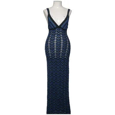 Robe longue (Bleu, Noir) Coton, Fibre métallique, Polyester