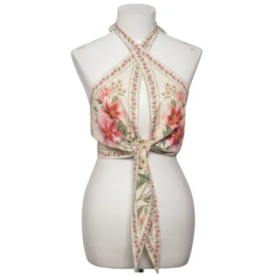 Haltertop (Beige, Meerkleurig) Elastaan, Polyester