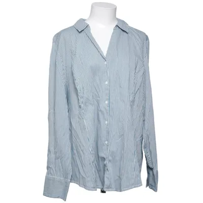 Blouse (Blue, White) from Lane Bryant Cotton, Elastane