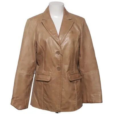 Leren blazer (Beige) van Saki Collection