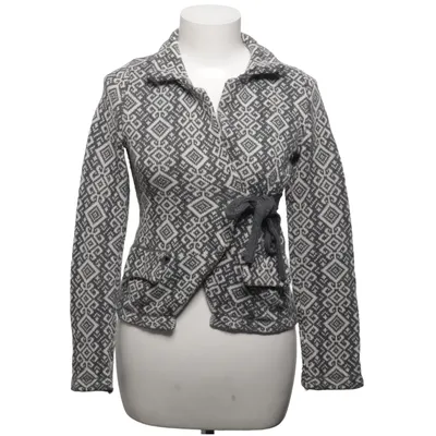 Slå om-cardigan (Grå, Hvid) fra Lely Wood Bomuld, Polyester