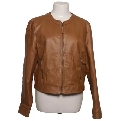 Leather jacket (Brown) from Ellos Plus Collection Leather, Polyester