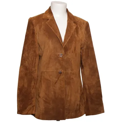 Læderblazer (Brun) fra Halonen Polyester, Ruskind