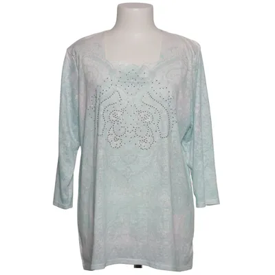 Langærmet t-shirt (Grøn, Hvid) fra No1 Polyester, Viscose