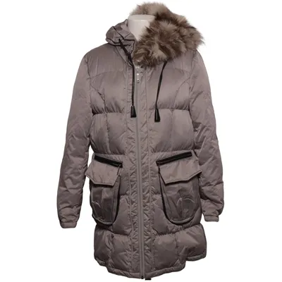 Winterjas (Grijs) van David Moore Dons, Veer, Vossenbont, Nylon, Polyester