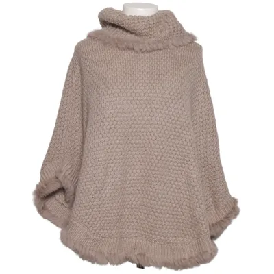 Poncho (Beige) fra Rino & Pelle Akryl, Kaninpels, Uld
