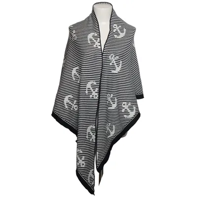 Poncho (Black, White) from Zwillingsherz Acrylic, Cotton