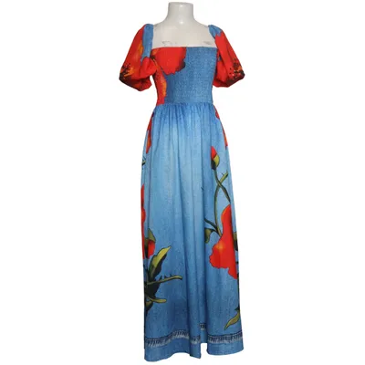 Kleid (Blau, Rot, Mehrfarbig)
