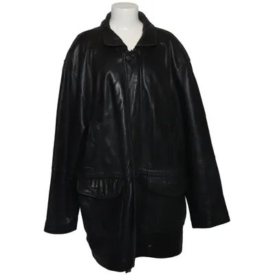 Leather coat (Black) from Gilberto Acetate, Leather, Polyamide