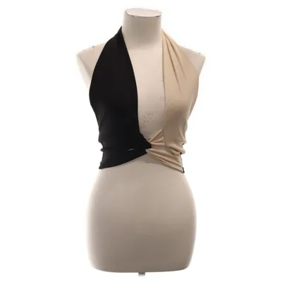Halternecktopp (Svart, Beige) från Shein Elastan, Polyester