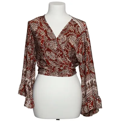 Slå-om bluse (Brun, Beige) fra Bigg Bull Polyester, Silke
