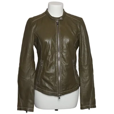 Leren jack (Groen) van Freaky Nation Katoen, Leer, Polyester