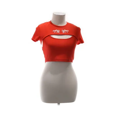 Crop top (Röd) från Bershka Elastan, Polyester