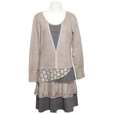 Klänning (Grå, Beige) från Linea Tesini Akryl, Elastan, Polyester, Viskos