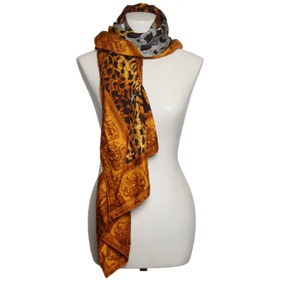 Scarf (Brun, Grå, Flerfärgad) Silke