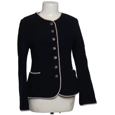Strickjacke (Blau, Weiß) von Angie Miller Merinowolle