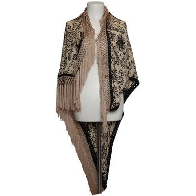 Poncho (Beige, Svart) från Peruvian Connection Bomull, Silke