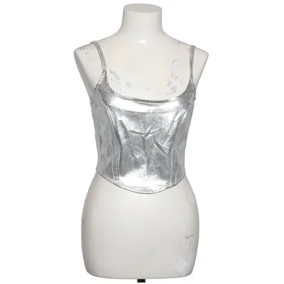 Topp (Silverfärgad) från Bershka Denim Bomull, Elastan, Polyester
