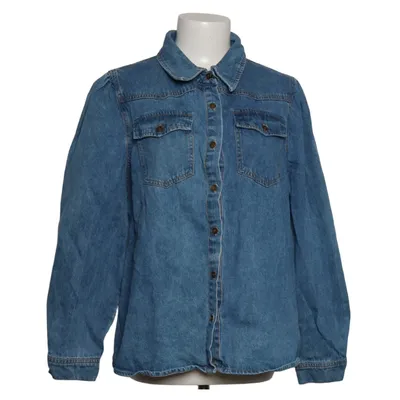 Denim blouse (Blauw) van Allegra K Katoen, Elastaan, Polyester