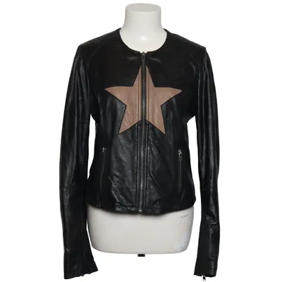 Läderjacka (Svart, Beige) från Saint Tropez Bomull, Skinn, Polyester