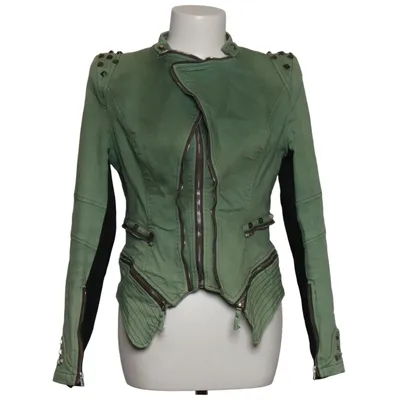 Bikerjacke (Grün, Schwarz) von Shalang Baumwolle, Polyester