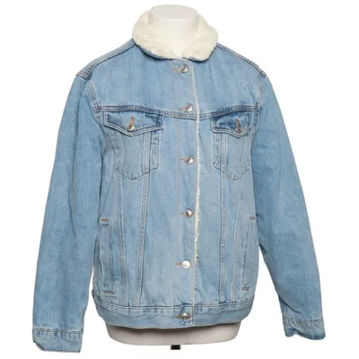 Veste en jeans fourrée (Bleu, Blanc) de Topshop Moto Coton, Polyester