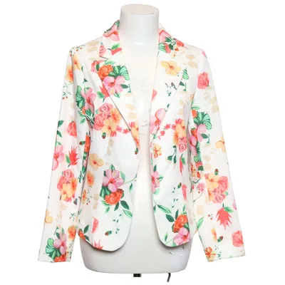 Blazer (White, Multicolored) from Allegra K Polyester