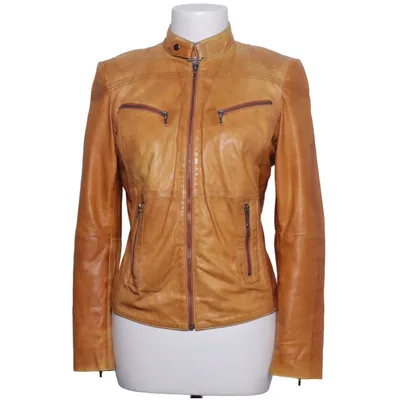 Leather jacket (Brown) from Helium Cotton, Leather, Polyester