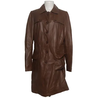 Läderkappa (Brun) från Marie Lund Bomull, Skinn, Polyester