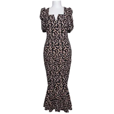 Klänning (Beige, Svart) från Shein Elastan, Polyester