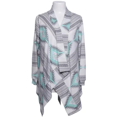 Cardigan (Grijs, Wit, Turquoise) van Ealey Fushi