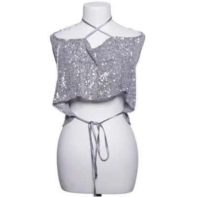 Slå-om top (Sølv) fra Zara Elastan, Polyester