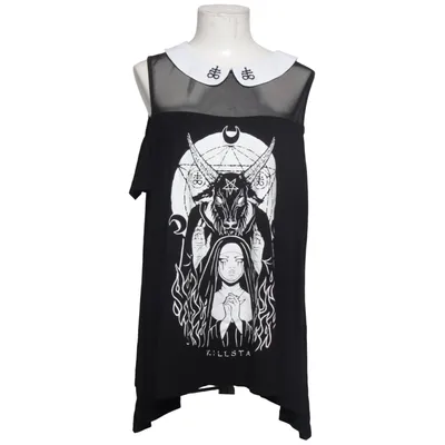 Topp (Svart, Vit) från Killstar Elastan, Polyester, Viskos
