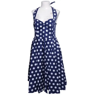 Halterneck dress (Blue, White) from Hell Bunny Vixen Cotton, Elastane