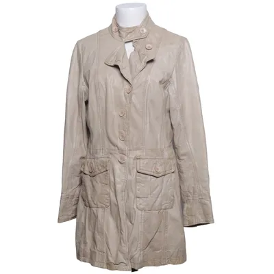 Læderjakke (Beige, Flerfarvet) fra Mauritius Bomuld, Læder, Polyester