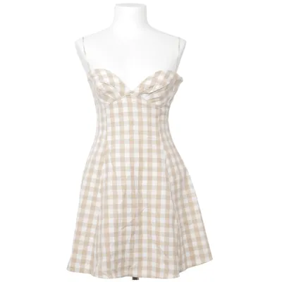 Dress (Beige, White) from Zara Cotton, Linen