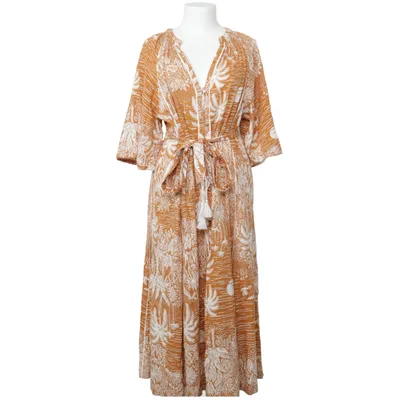Dress (Yellow, White) from Desmond & Dempsey x H&M Linen, Viscose
