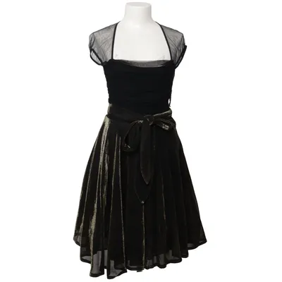 Cocktailkleid (Schwarz, Gold) von Chou Chou Acetat, Elasthan, Metallfaser, Polyamid