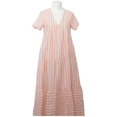 Dress (White, Orange) from Daphnea Cotton