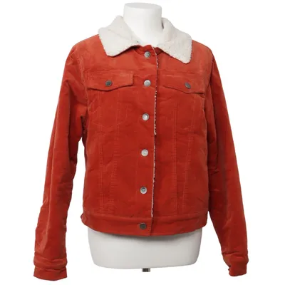 Fodrad jeansjacka (Orange, Vit) från Forever 21 Bomull, Elastan, Polyester