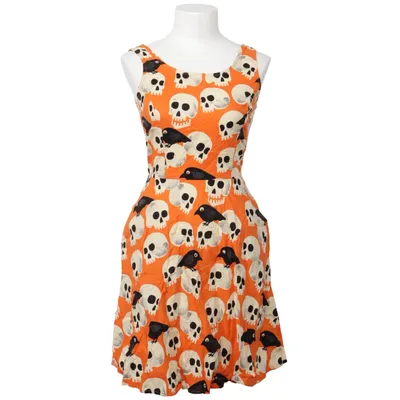 Kjole (Orange, Hvid, Sort) fra Retrolicious Bomuld