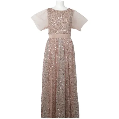 Evening gown (Beige, Silver, Multicolored) from Maya Deluxe Polyester