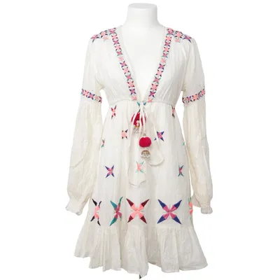 Dress (White, Multicolored) from ForTime Cotton