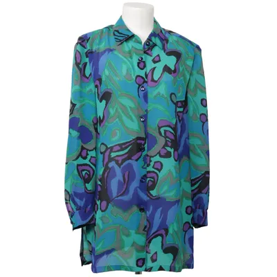 Bluse (Blå, Flerfarvet) fra Delmod Acetat, Polyester