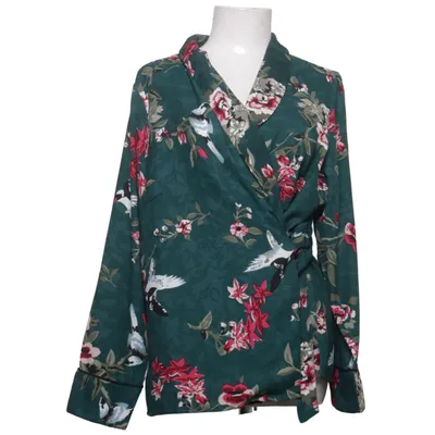 Wrap blouse (Green, Multicolored) from Happy Holly Polyester
