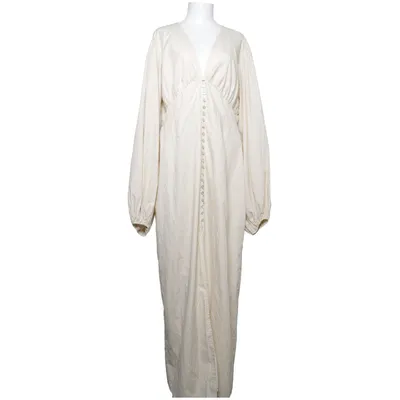 Maxikjole (Beige, Hvid) fra Adoore Bomuld, Elastan, Polyester
